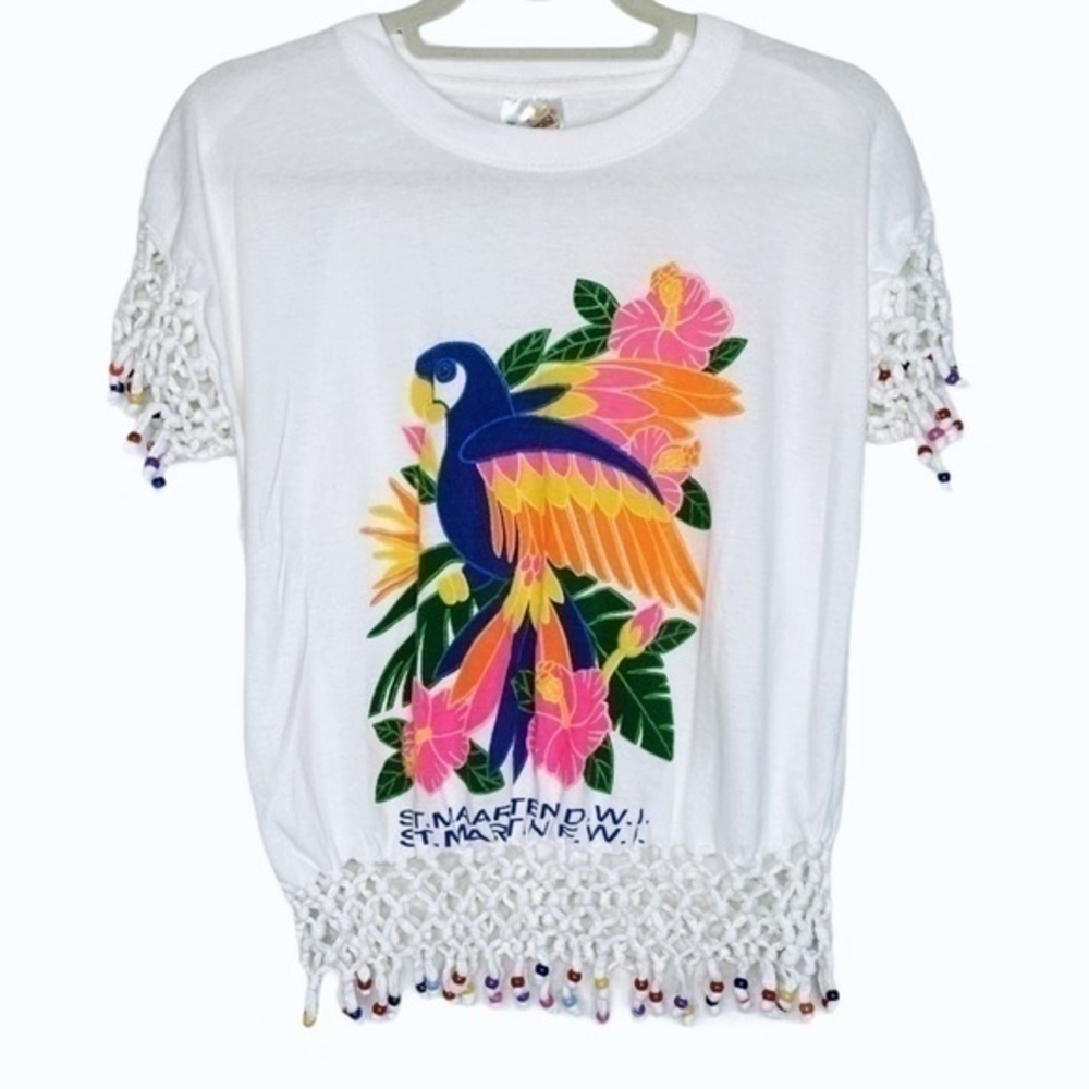 ST. Maarten Braided Short Sleeve Bird Tee Size XL